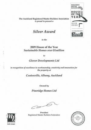 2009 Sustainable Home of the Year Silver award